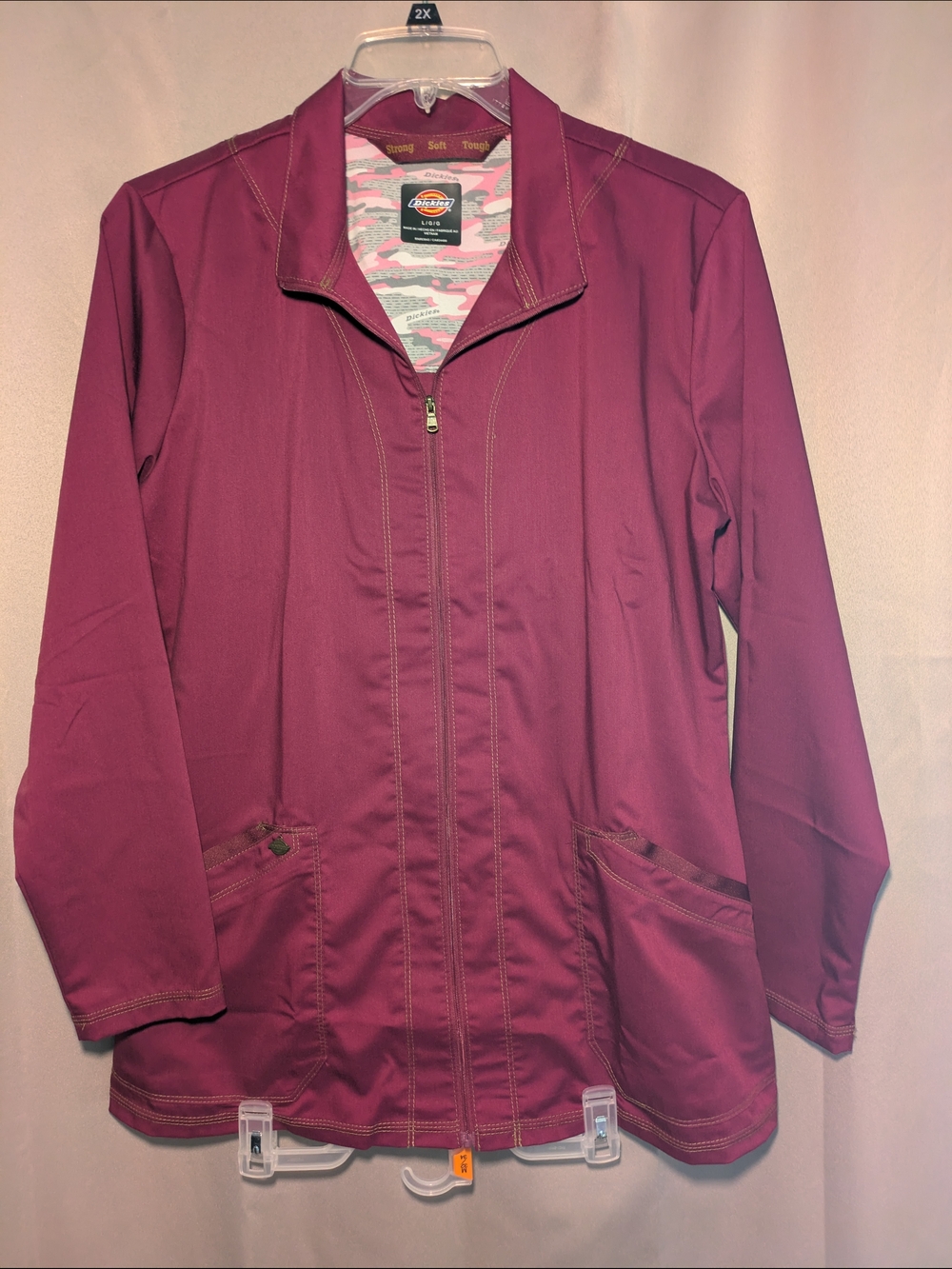 Dickies Women's Maroon Zip-Front Nurse Or CNA Scrub Jacket